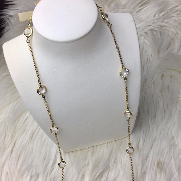 J. Crew Gold Chain CZ Long Necklace Costume - Picture 3 of 8